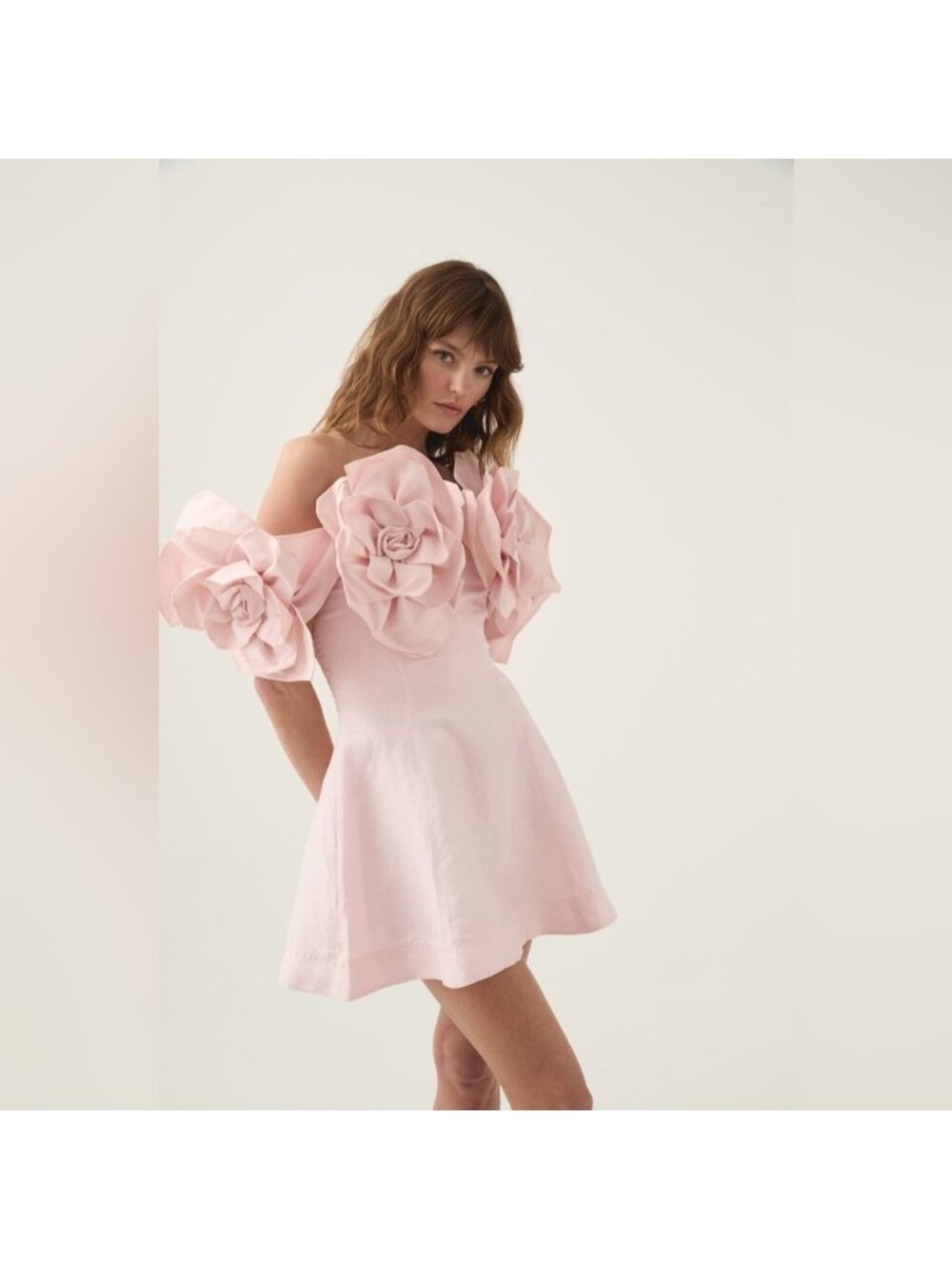 Aje Pink Etta Floral Applique Embellished Bardot Mini Dress NWT AU4/US0 - Picture 6 of 12